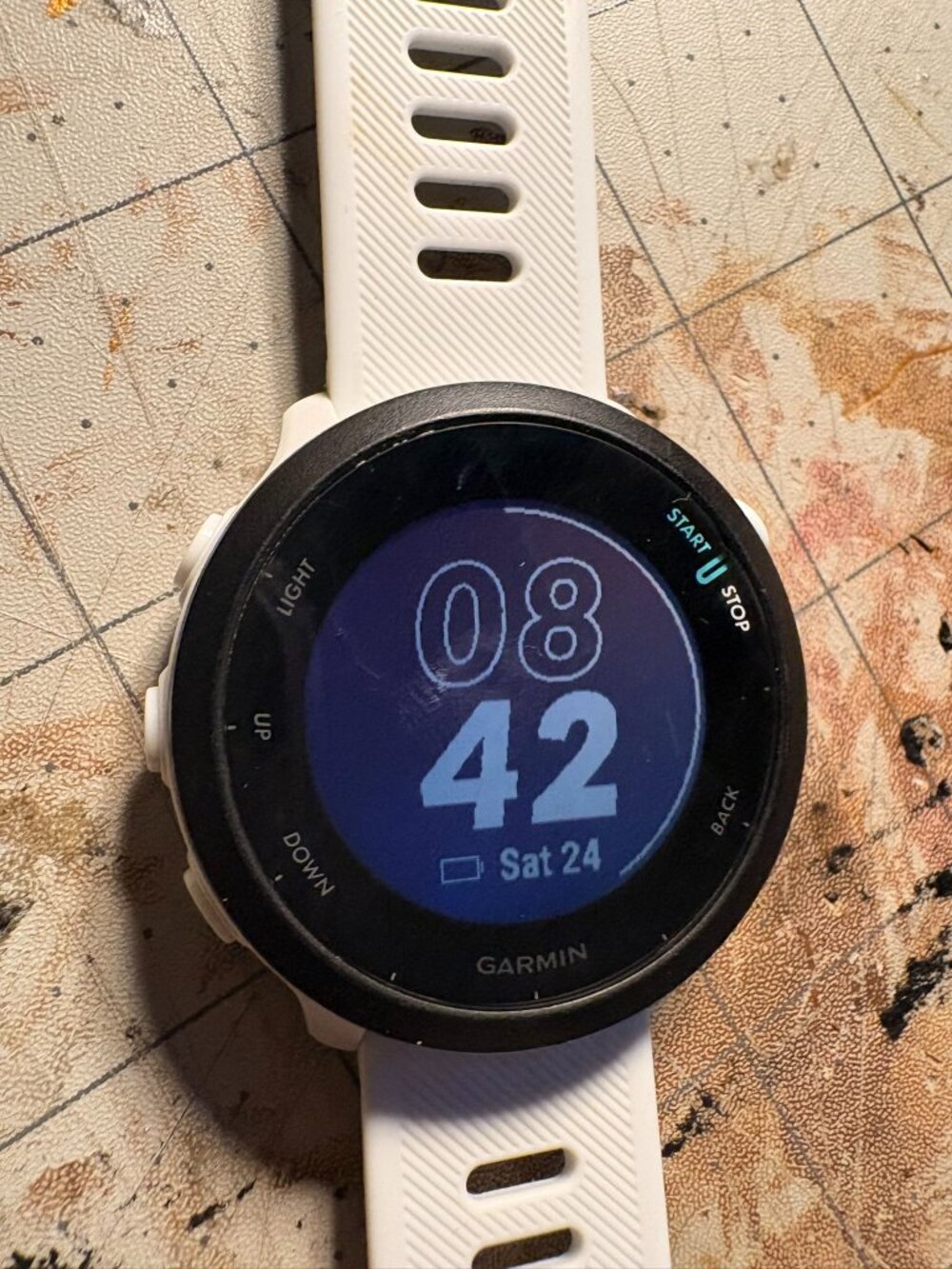 Garmin Forerunner 55 – White | GPS Running Watch | Light Scratches | No Charger